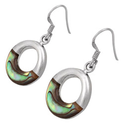 Lorein Stříbrné náušnice kroužky z perleti paua 3,9g