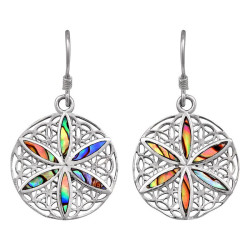 Lorein stříbrné náušnice květ s perletí paua 5,5g