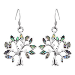 Lorein stříbrné náušnice Tree s perletí paua Ag 6,4 g