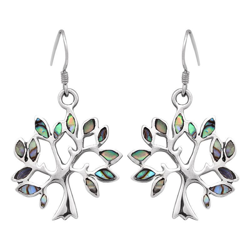 Lorein stříbrné náušnice Tree s perletí paua Ag 6,4 g