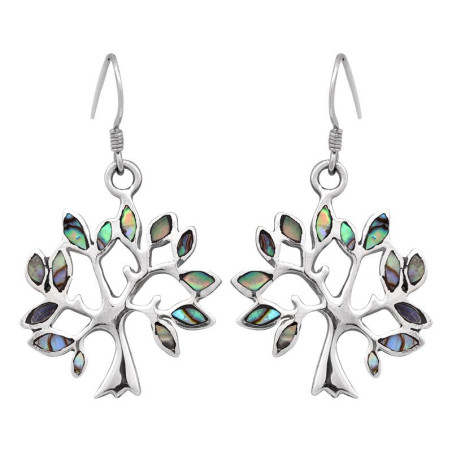 Lorein stříbrné náušnice Tree s perletí paua Ag 6,4 g