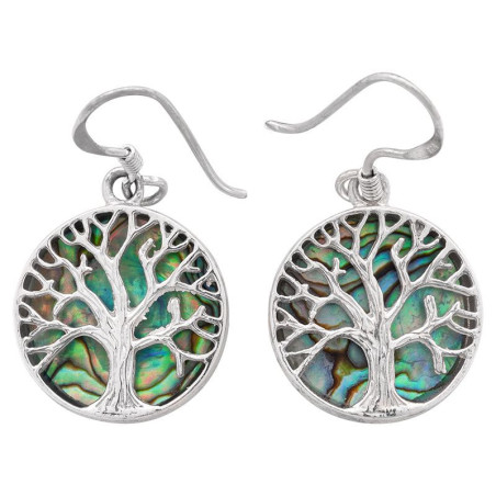 Lorein stříbrné náušnice Tree s paua perletí 4,9 g