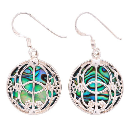 Lorein stříbrné náušnice Chalice Well s perletí paua 6,9 g