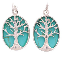 Lorein Stříbrné náušnice Tree of life se syntetickým tyrkysem  6,6 g