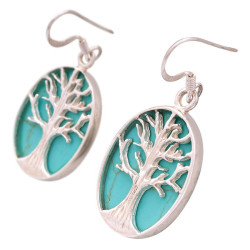 Lorein Stříbrné náušnice Tree of life se syntetickým tyrkysem  6,6 g