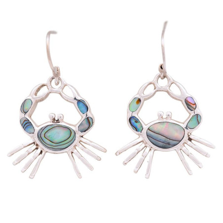 Lorein stříbrné náušnice Crab s peerleti paua 5,7g