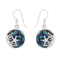 Lorein stříbrné naušnice s paua perletí a perlou 3,2g