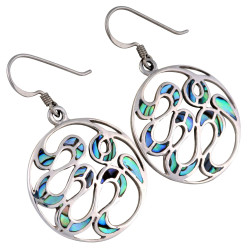 Lorein Stříbrné náušnice Aqua s paua perletí 5,5g