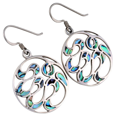 Lorein Stříbrné náušnice Aqua s paua perletí 5,5g