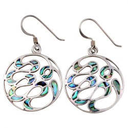 Lorein Stříbrné náušnice Aqua s paua perletí 5,5g