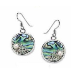 Lorein stříbrné náušnice Coral perleť paua 3,2g