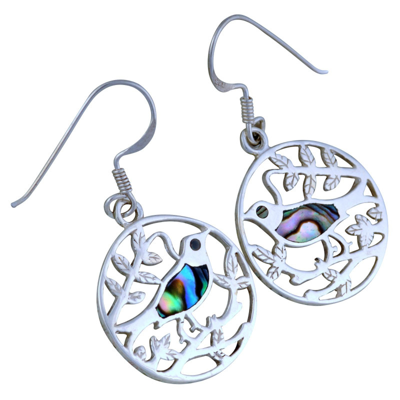 Lorein Stříbrné náušnice Birdie perleť paua 4,4g