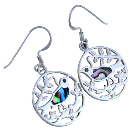 Lorein Stříbrné náušnice Birdie perleť paua 4,4g
