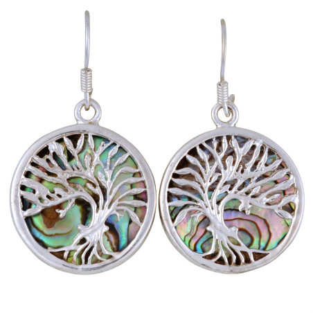 Lorein Stříbrné náušnice  Willow perleť paua  6,8g