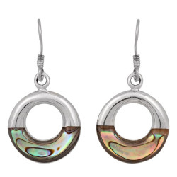 Lorein Stříbrné náušnice kroužky z perleti paua 3,9g